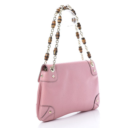 Gucci Pebbled Calfskin Bamboo Chain Bag Pink 3 of 12