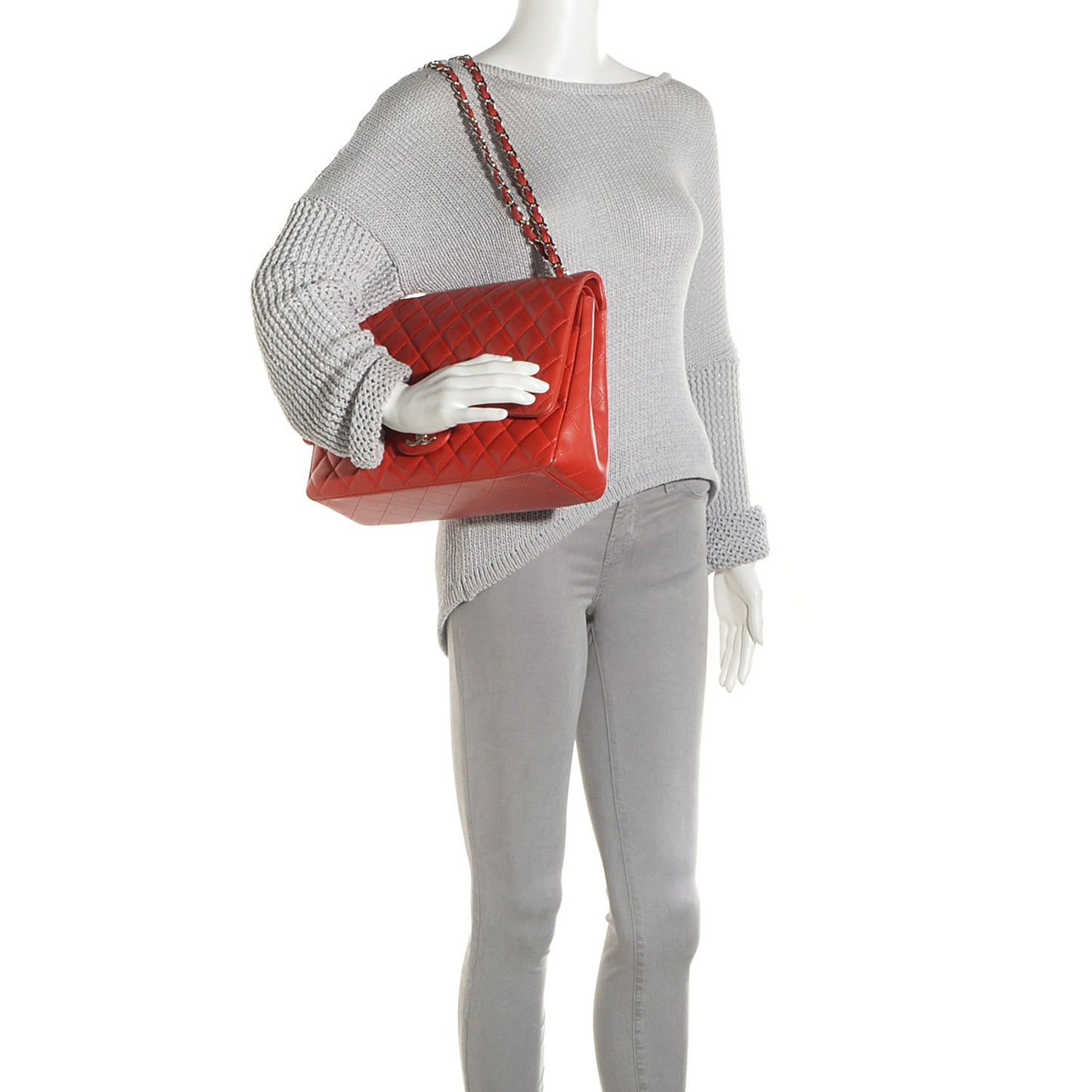 Lambskin Quilted Maxi Double Flap Red