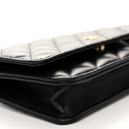 Chanel Lambskin Quilted Wallet On Chain WOC Black 10 of 12