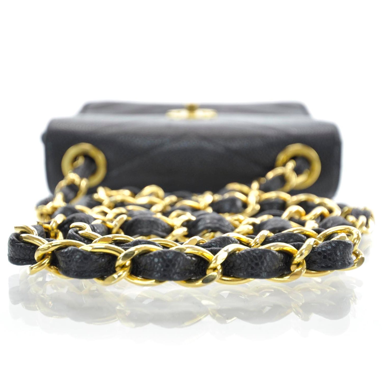 Caviar Chevron Mini Flap Black