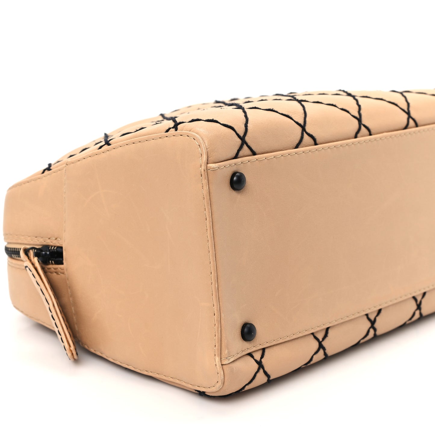 Calfskin Wild Stitch Top Handle Bag Beige