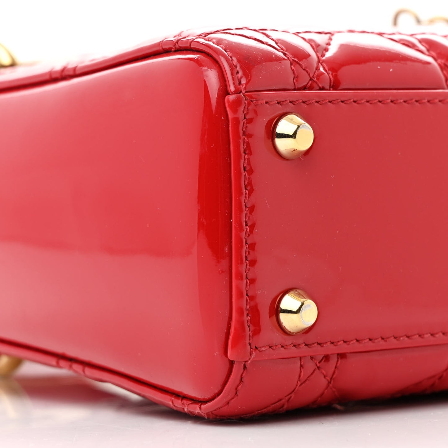 Patent Cannage Mini Lady Dior Red