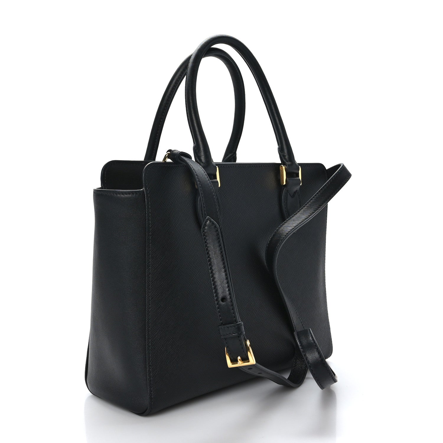 Prada Saffiano Soft Calfskin Small Zippered Tote Black 3 of 8