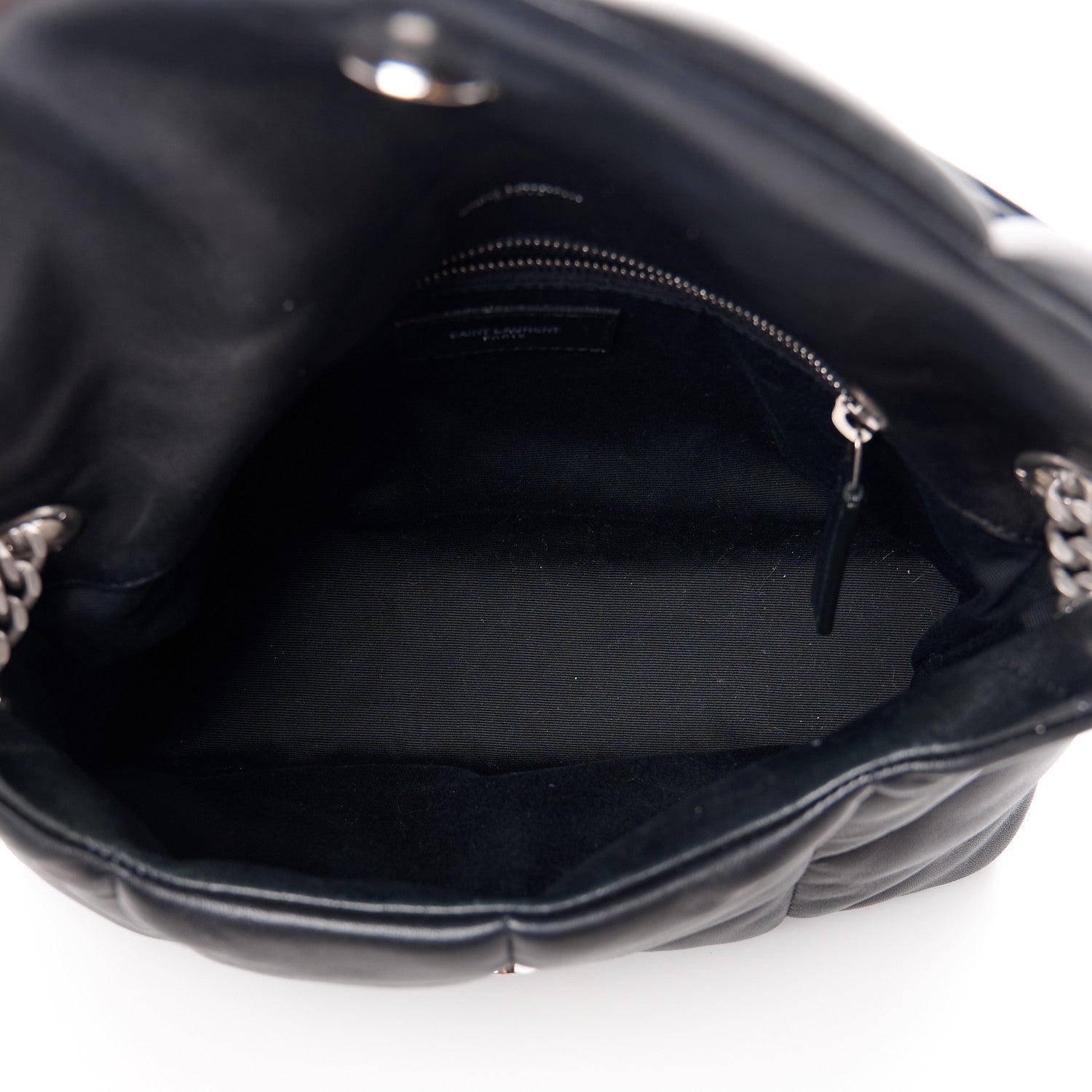 Saint Laurent Lambskin Quilted Small Loulou Puffer Monogram Chain Satchel Black 5 of 15