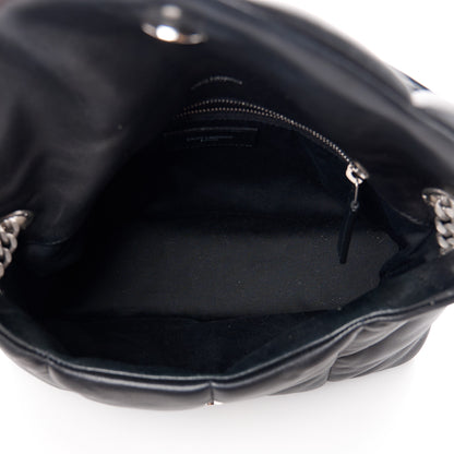 Saint Laurent Lambskin Quilted Small Loulou Puffer Monogram Chain Satchel Black 5 of 15