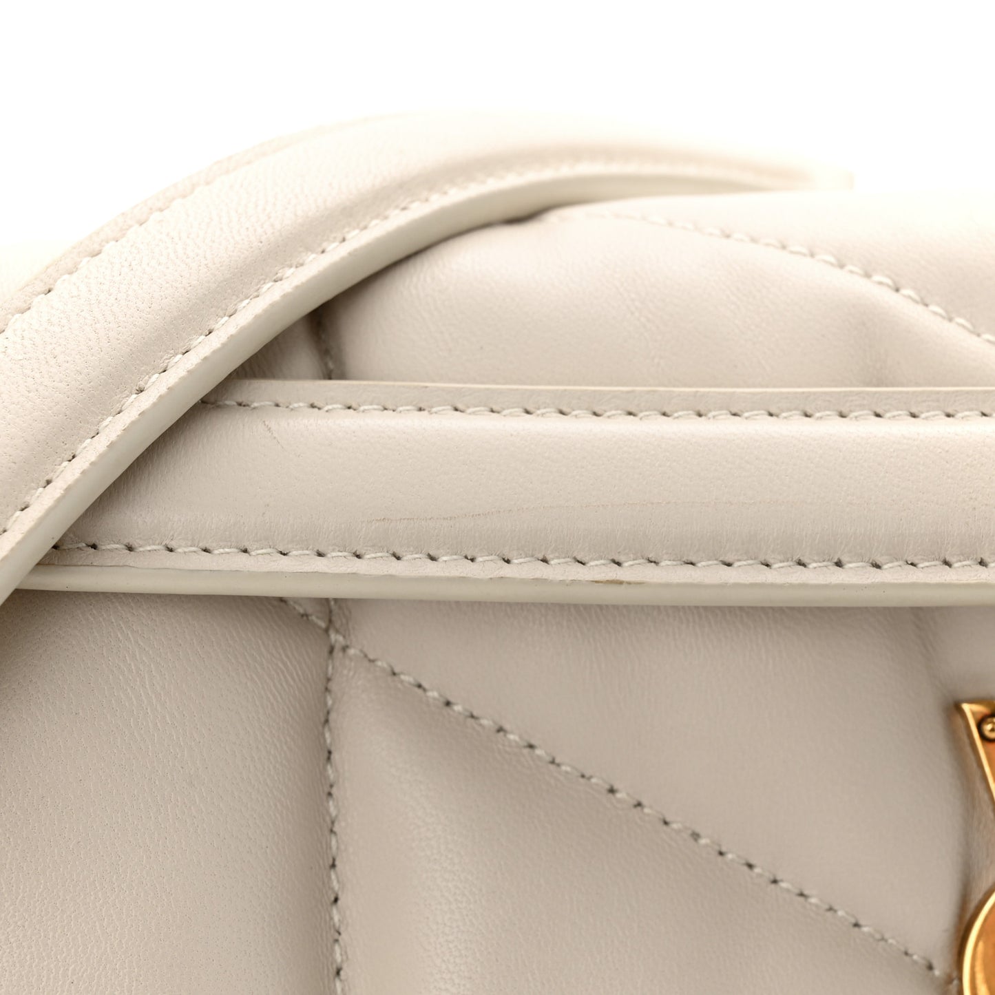 Lambskin Quilted Small Loulou Puffer Monogram Chain Satchel Crema Soft
