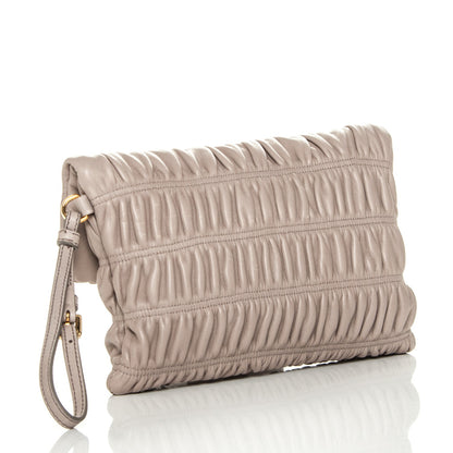 Prada Nappa Gaufre Ruched Wristlet Clutch Pomice 3 of 9