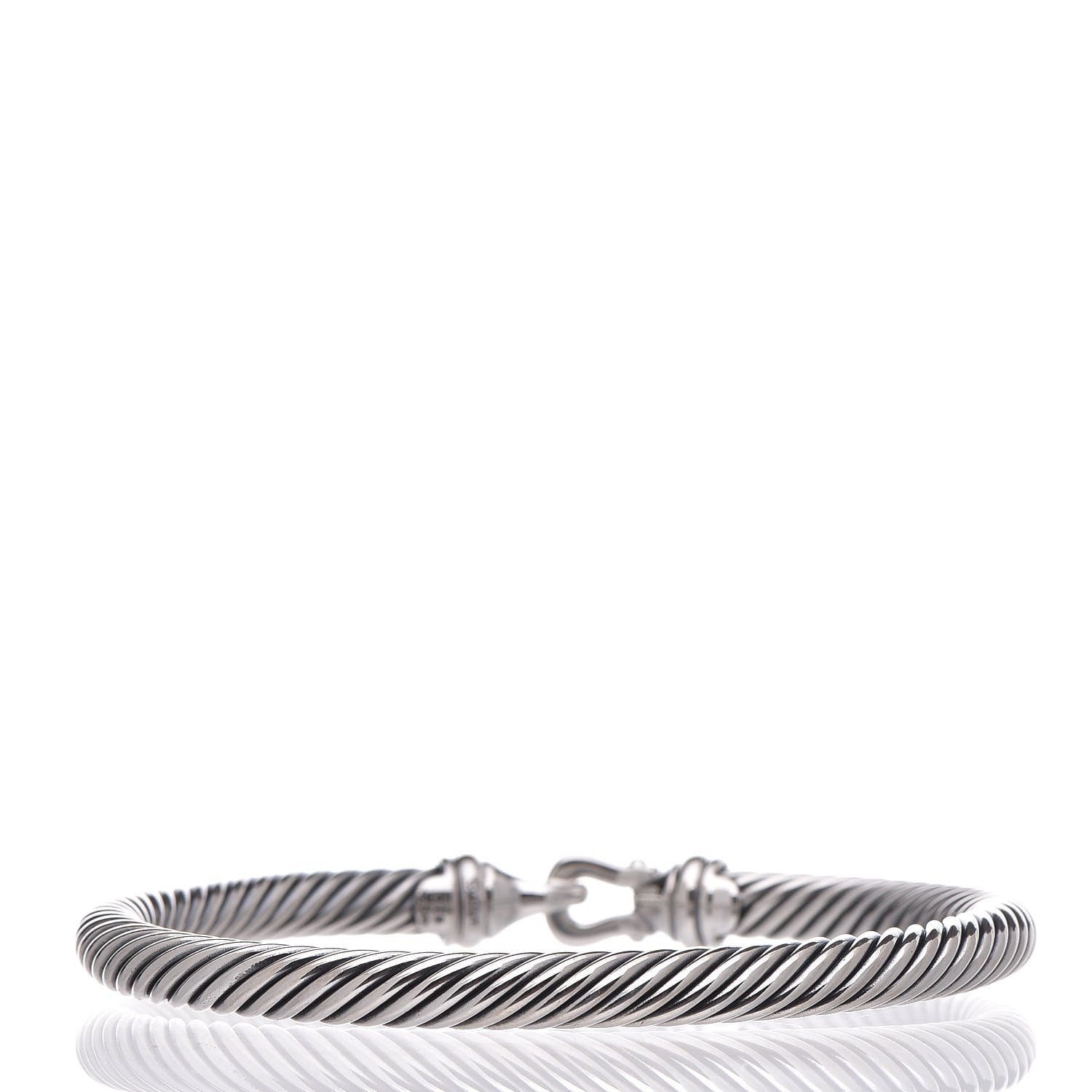 David Yurman Sterling Silver 18K Yellow Gold 5mm Cable Classic Buckle Bracelet 3 of 4