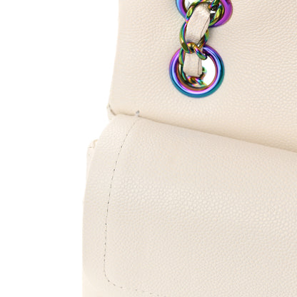 Chanel Caviar Quilted Rainbow CC Small Double Flap White 11 of 13