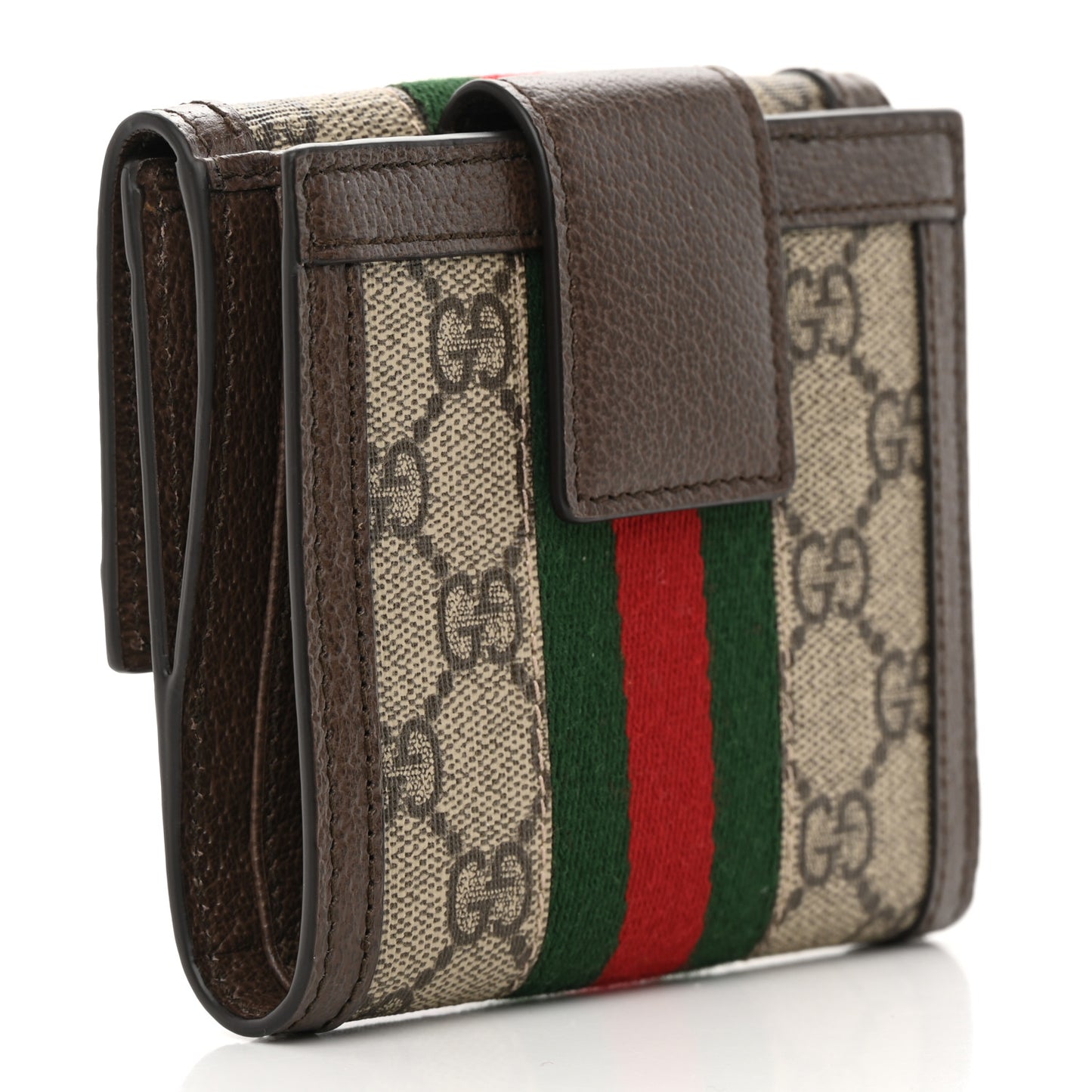 GG Supreme Monogram Web Ophidia French Flap Wallet Beige New Acero