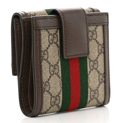 Gucci GG Supreme Monogram Web Ophidia French Flap Wallet Beige New Acero 3 of 12
