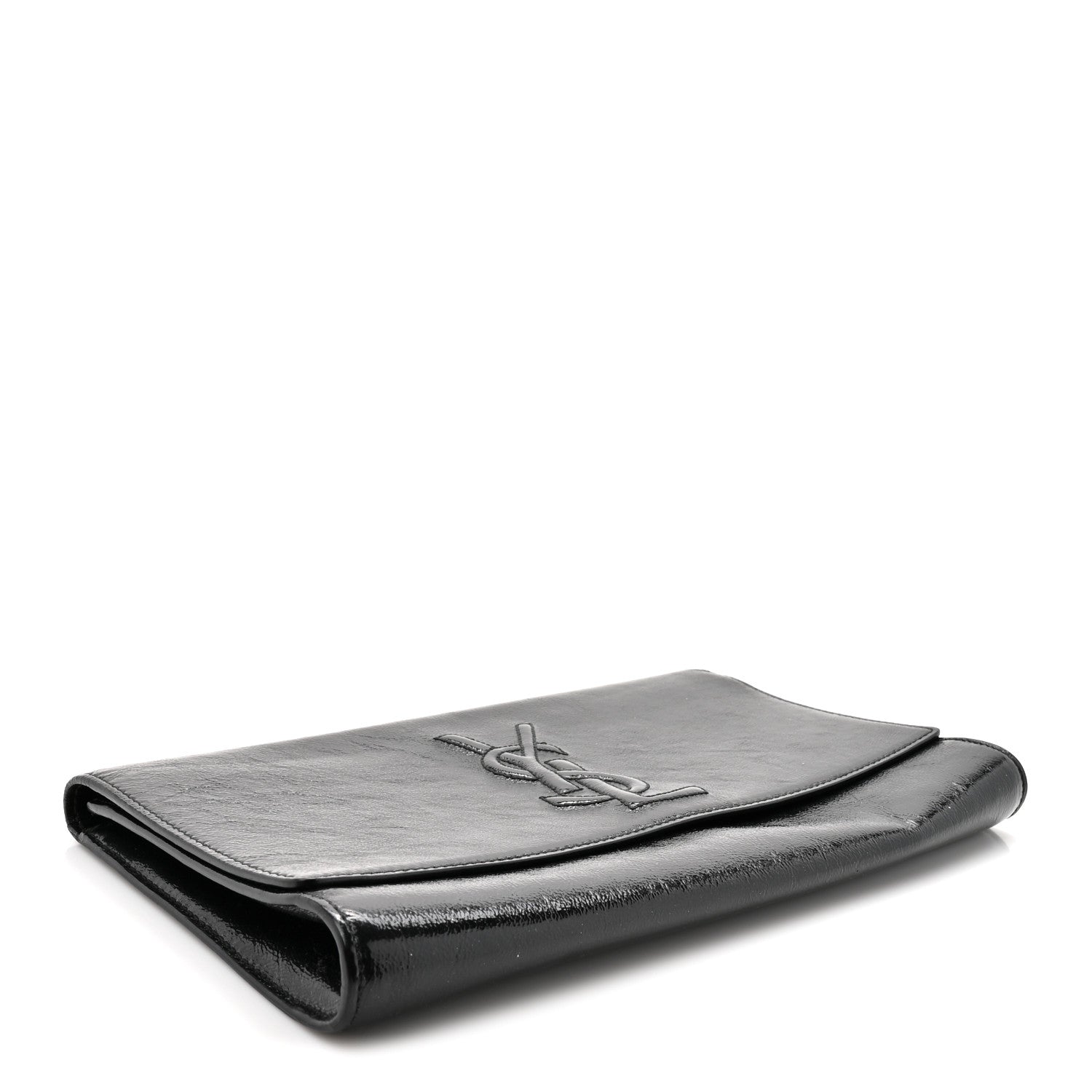 Saint Laurent Textured Patent Monogram Large Belle De Jour Clutch Black 4 of 10