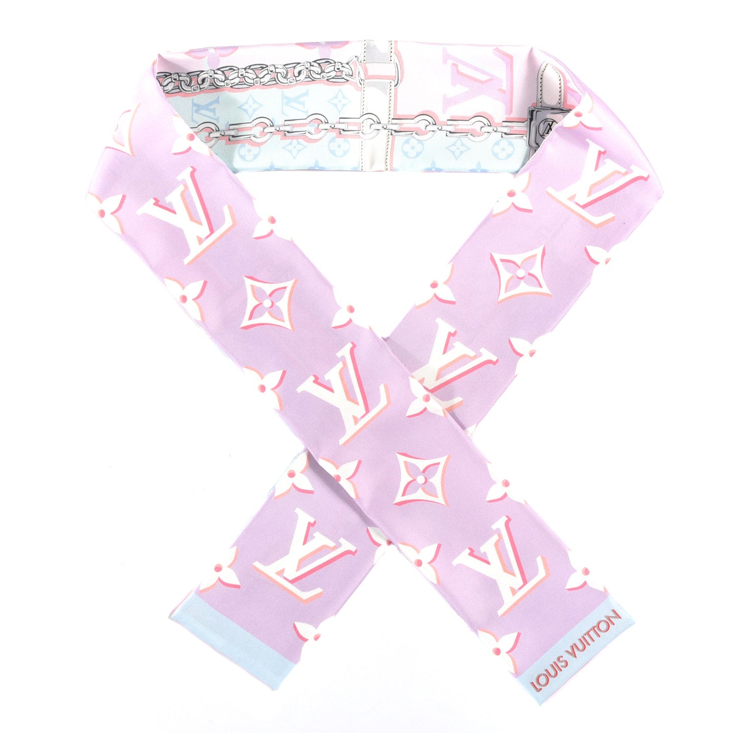Silk Monogram Escale Perfect Match Bandeau Bleu Rose