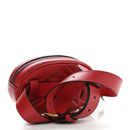 Gucci Calfskin Matelasse GG Marmont Belt Bag 85 34 Hibiscus Red 3 of 14