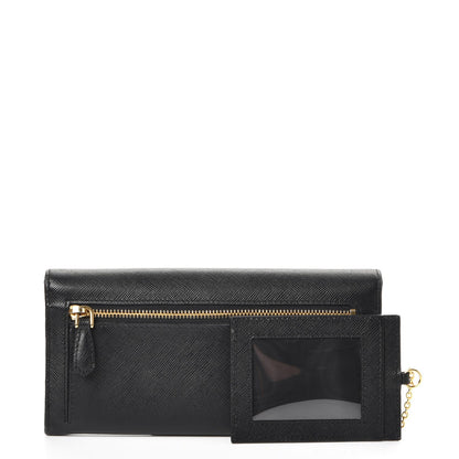 Prada Saffiano Bow Continental Wallet Nero Black 5 of 13