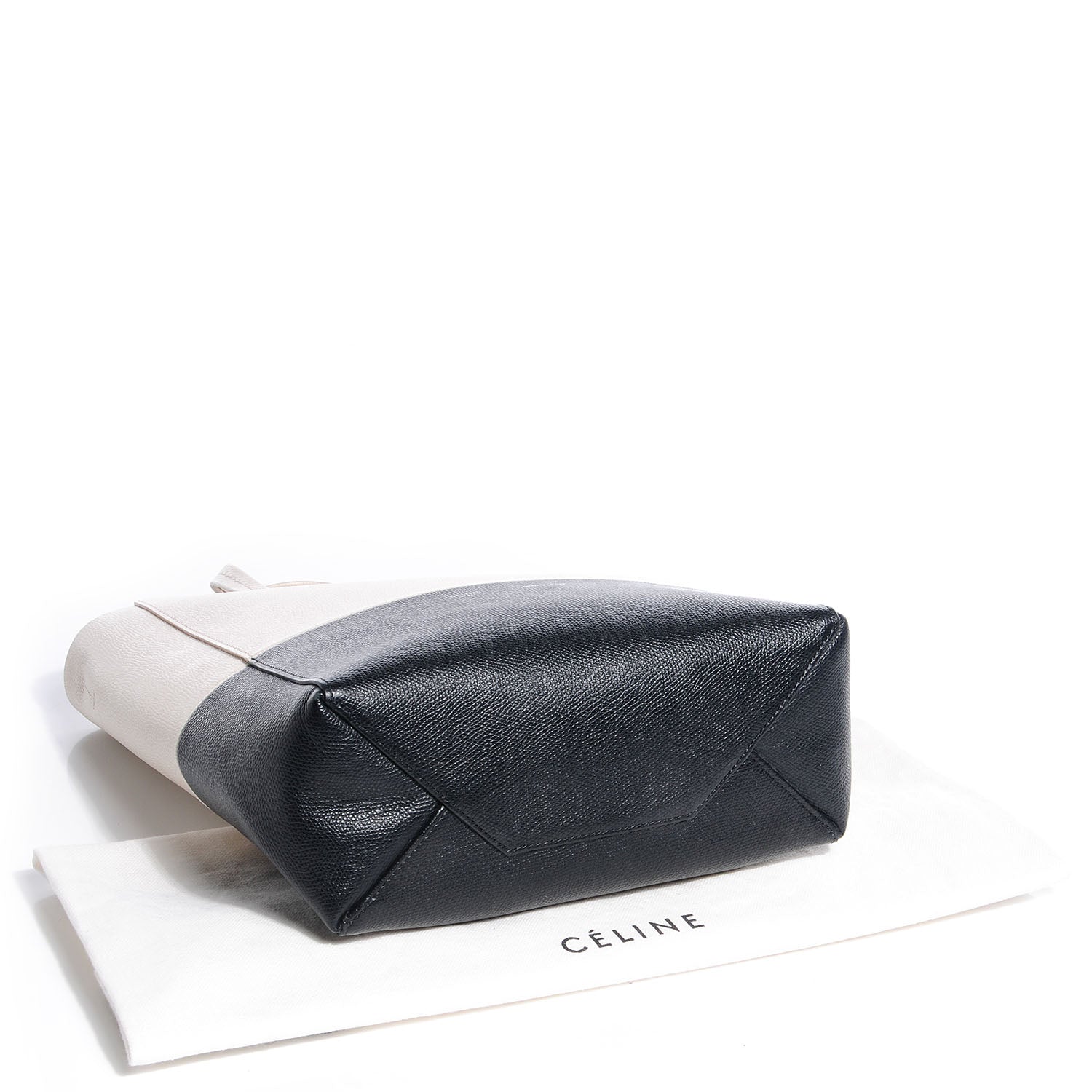 Celine Grained Calfskin Small Vertical Bi-Cabas Cream Black 4 of 8