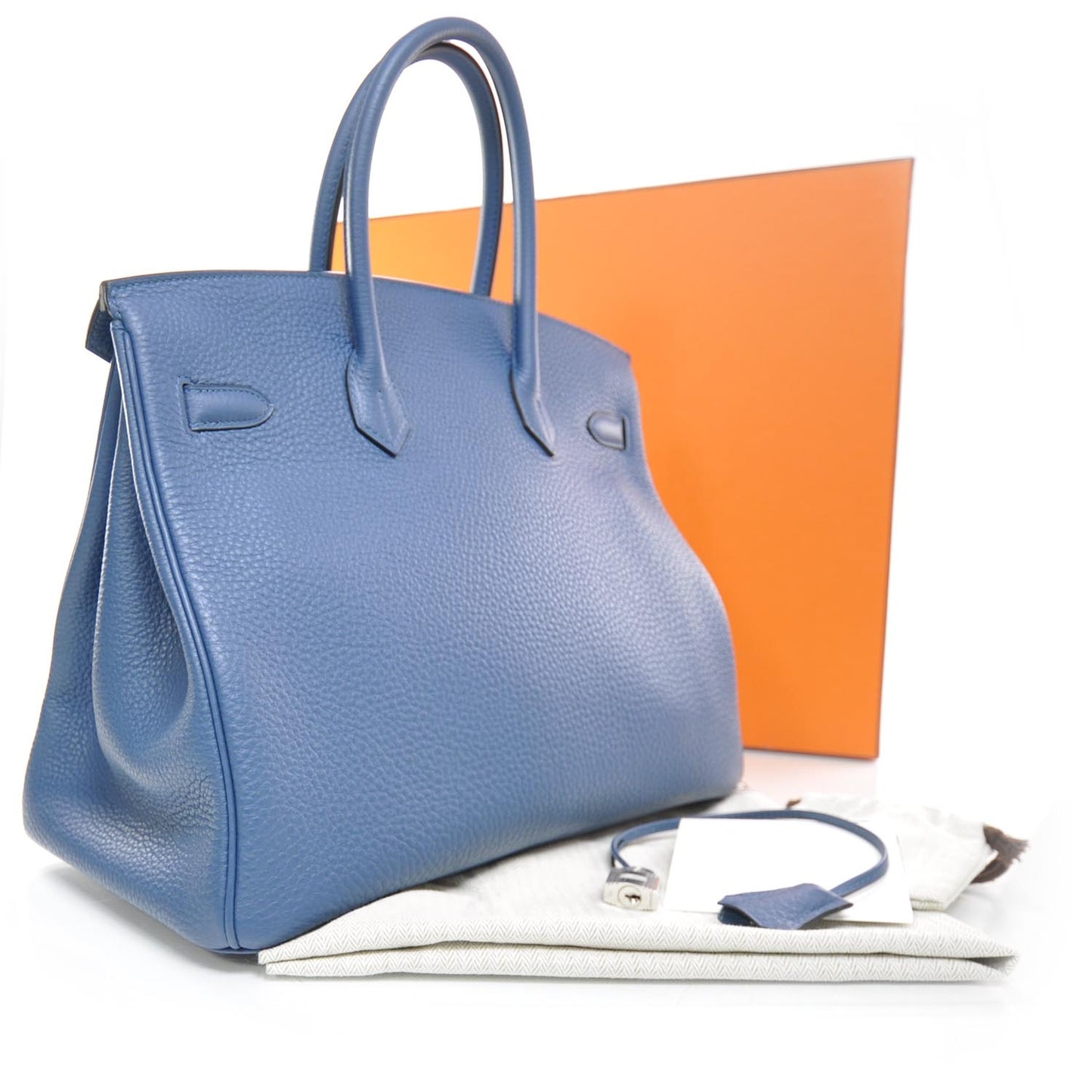 Taurillon Clemence Birkin 35 Bleu Thalassa NEW
