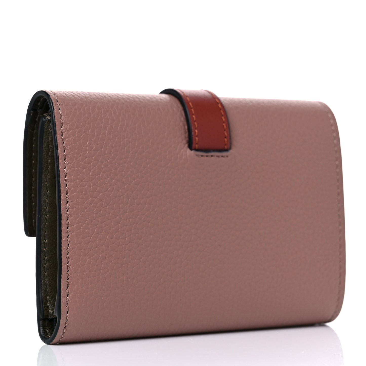 Grained Calfskin Compact Zip Wallet Dark Blush