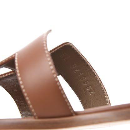 Hermes Box Calfskin Oran Sandals 36 Gold 10 of 11