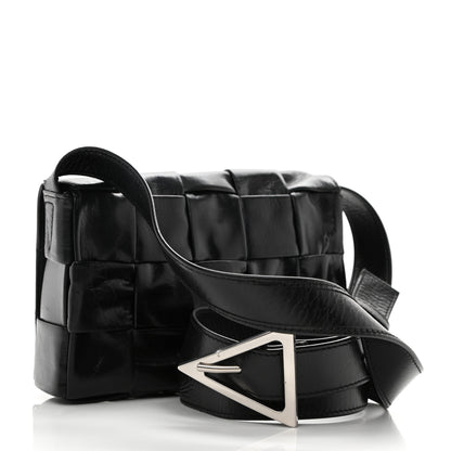 Bottega Veneta Paper Calfskin Maxi Intreccio Cassette Crossbody Bag Black 3 of 9
