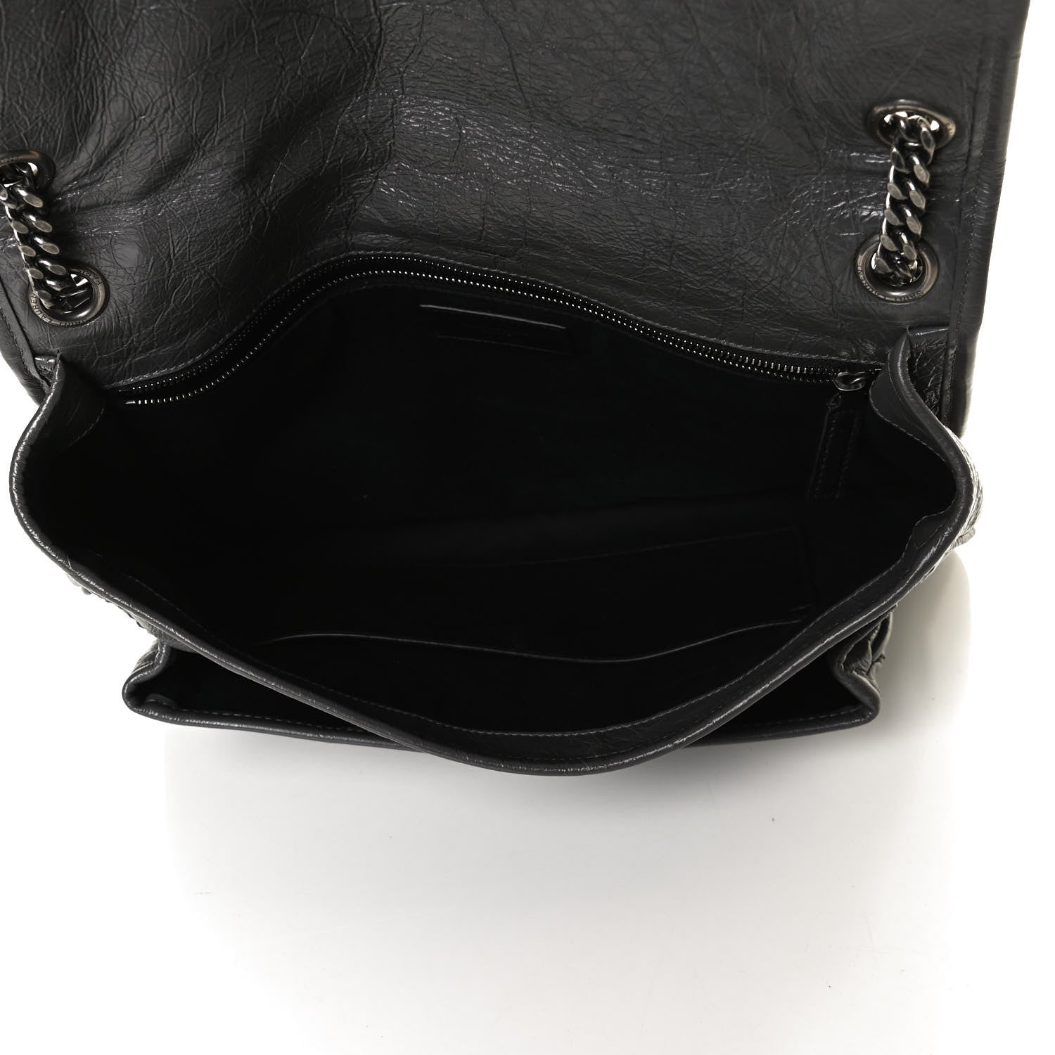 Saint Laurent Crinkled Calfskin Matelasse Monogram Large Niki Chain Satchel Storm 5 of 17