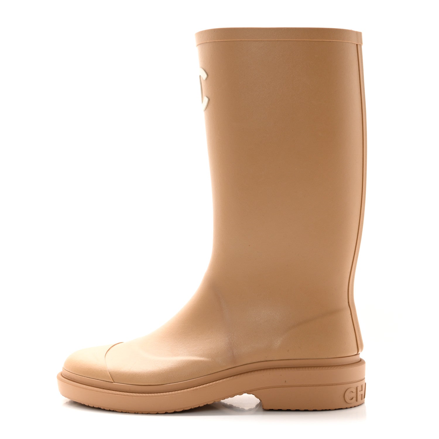 Chanel Caoutchouk CC High Boots 39 Beige 1 of 13