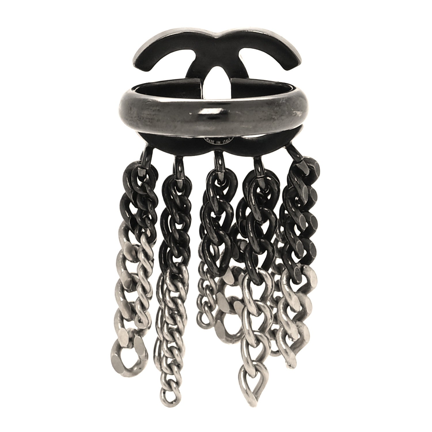Chanel Ruthenium Chain CC Ring 50 5.25 Black 4 of 4