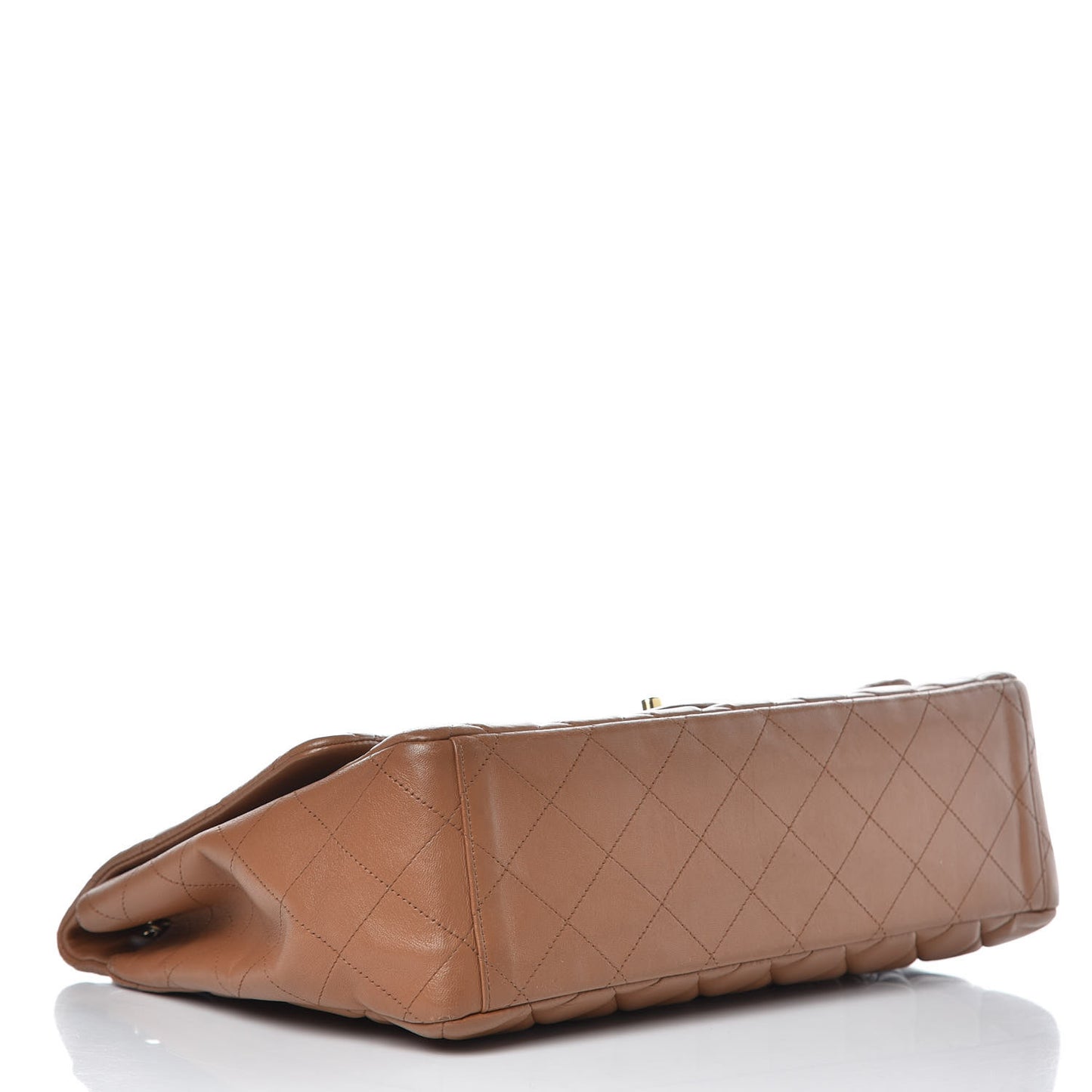 Lambskin Quilted Maxi Single Flap Dark Beige