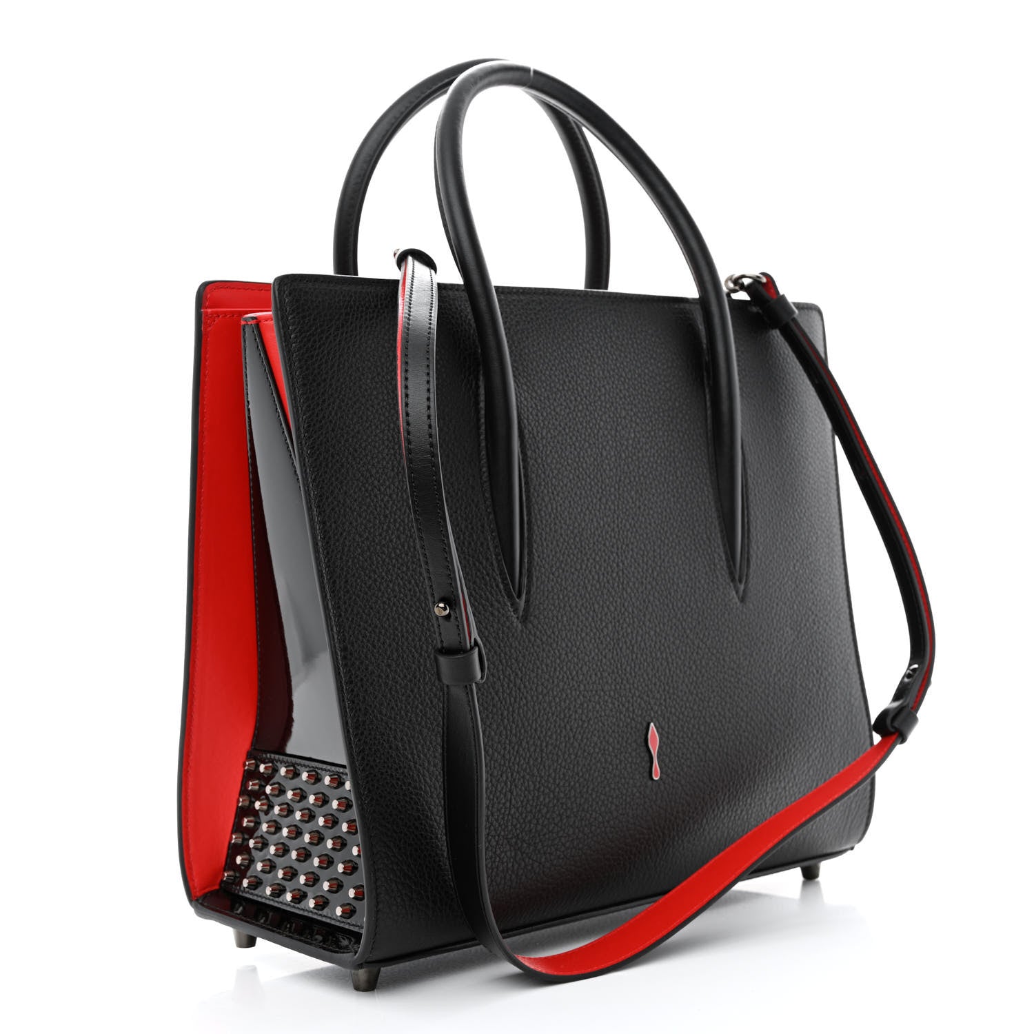 Christian Louboutin Calfskin Empire Patent Studded Medium Paloma Black 3 of 11