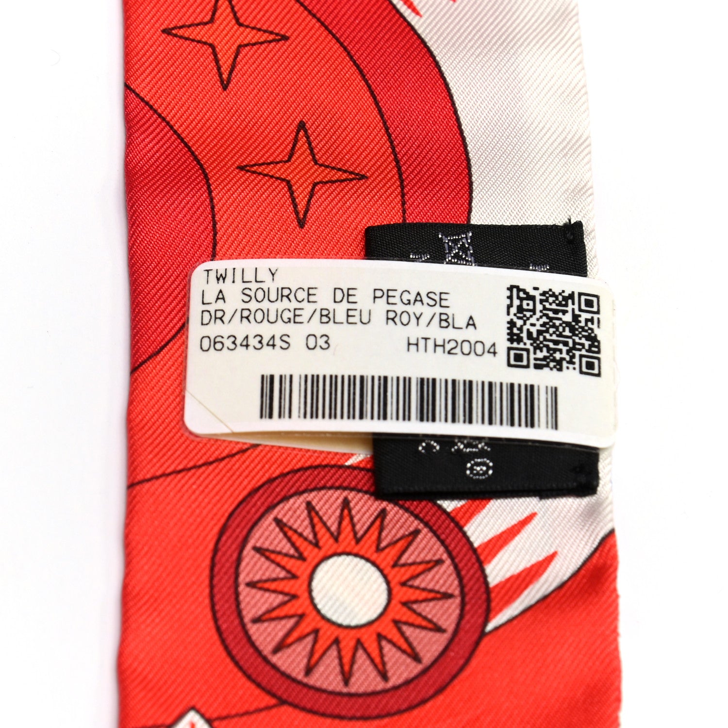 Hermes Silk La Source de Pegase Twilly Rouge Bleu Royal White 8 of 8