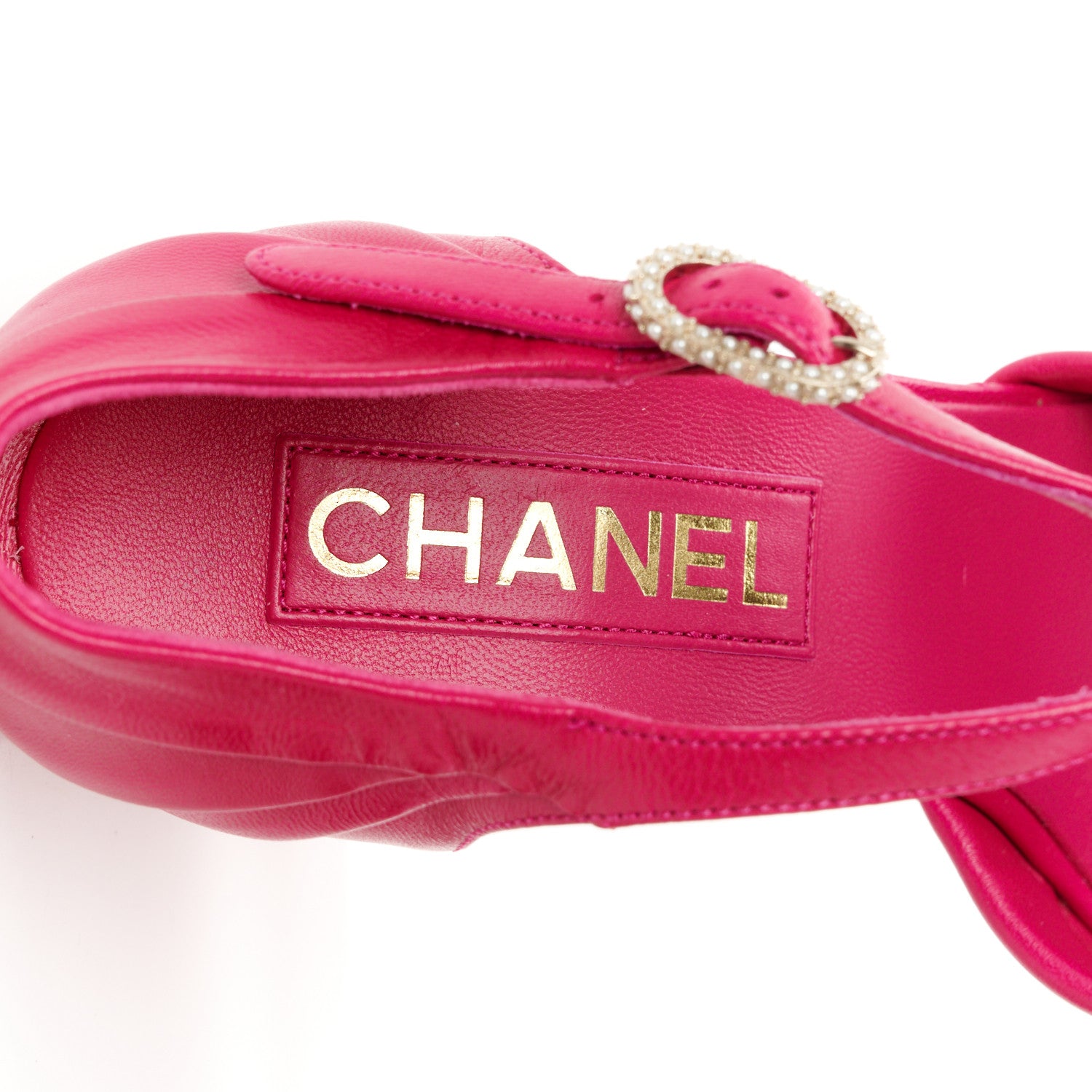 Chanel Lambskin Pearl CC Sandals 38.5 Pink 8 of 11