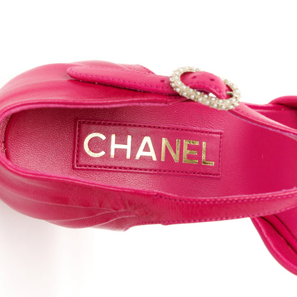 Chanel Lambskin Pearl CC Sandals 38.5 Pink 8 of 11