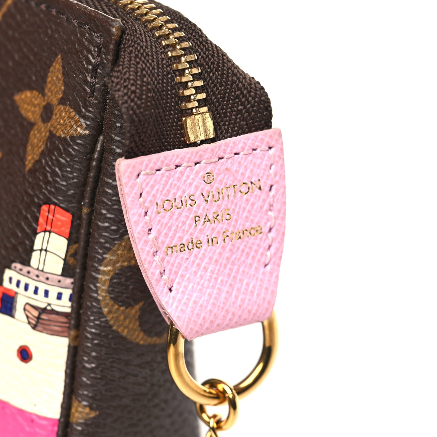 Monogram 2016 Christmas Animation Mini Pochette Accessories Rose Ballerine