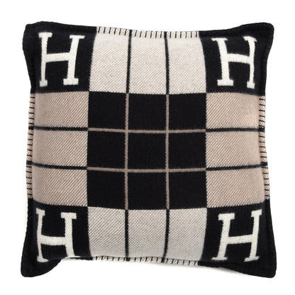 Hermes Wool Cashmere Avalon III Pillow PM Ecru Black 1 of 4