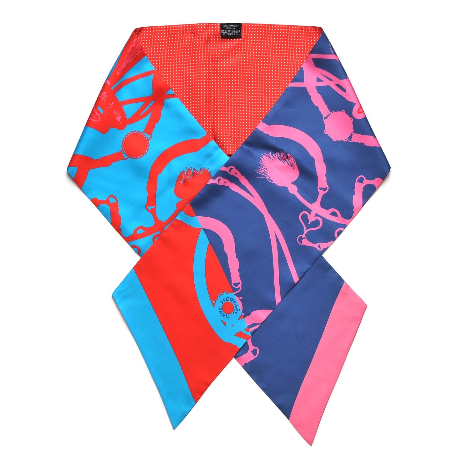 Hermes Silk Festival des Amazones Maxi Twilly Quetsche Bleu Rouge Rose Vif 1 of 4