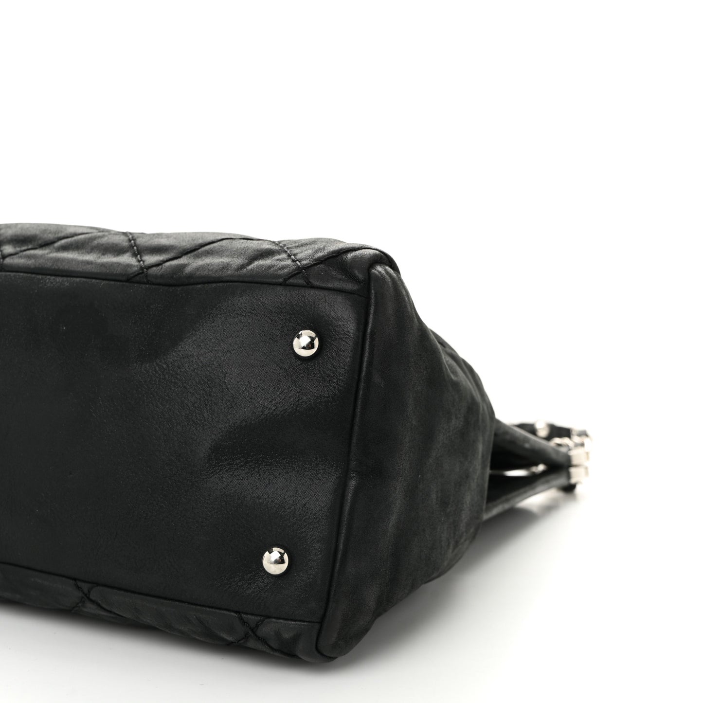 Iridescent Calfskin Quilted Small Sea Hit Tote Black