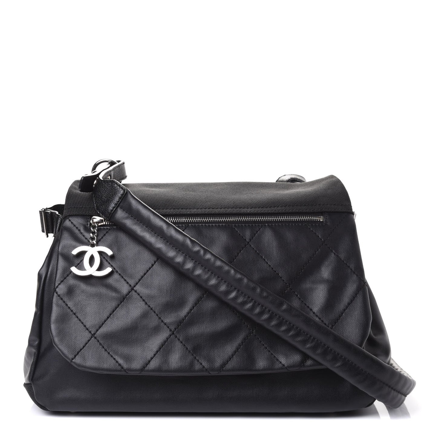 Coated Canvas Paris Biarritz Messenger Flap Black