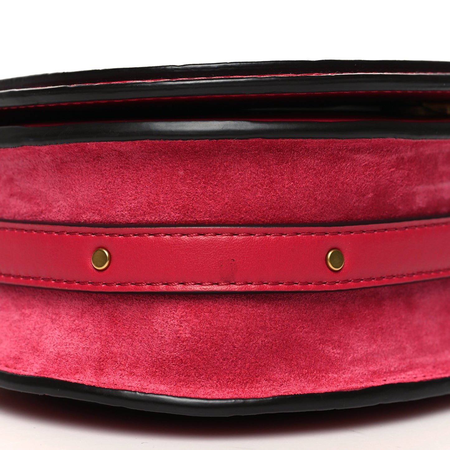 Calfskin Suede Crocodile Embossed Small Nile Bracelet Bag Crimson Pink