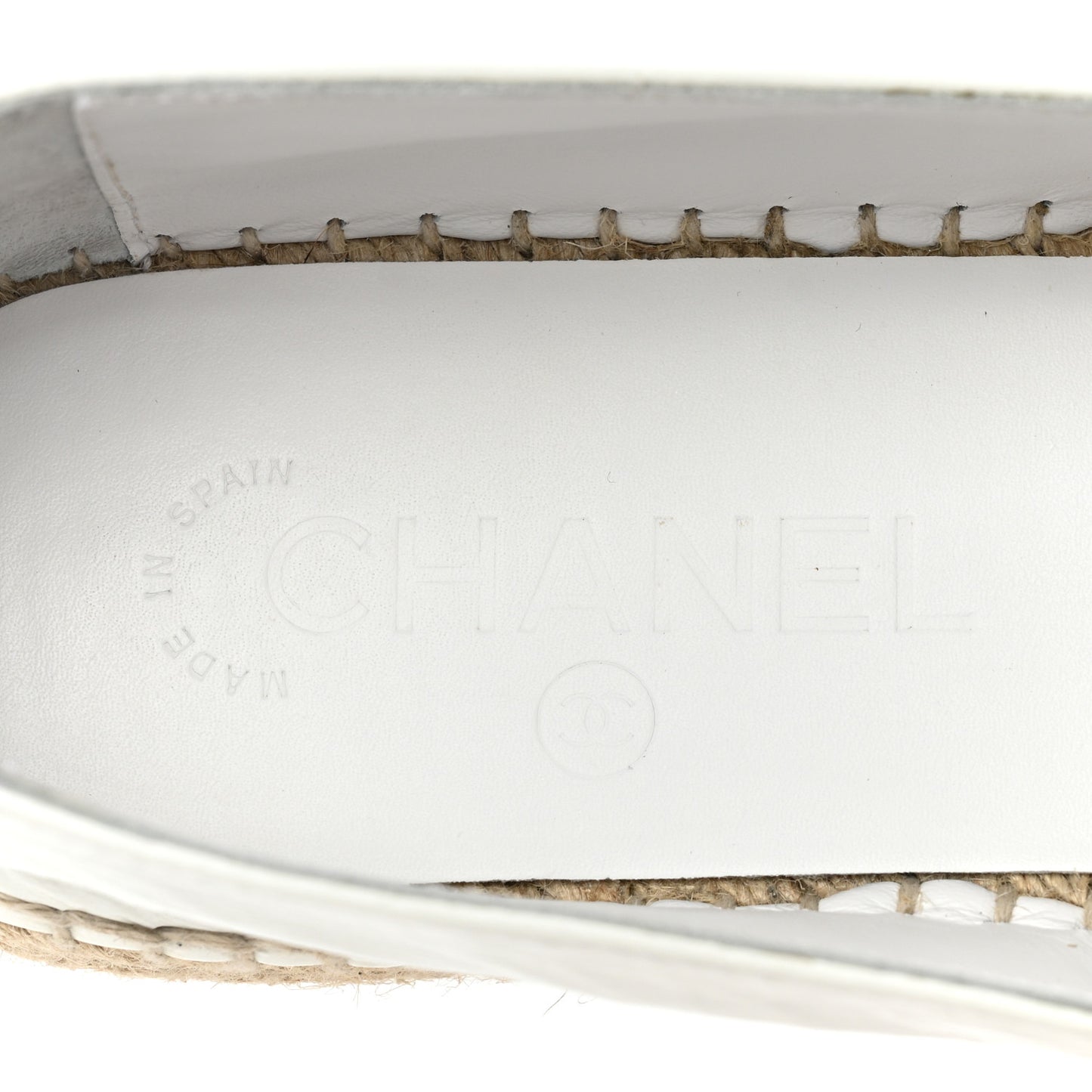 Patent Calfskin Crystal CC Espadrilles 38 White Black