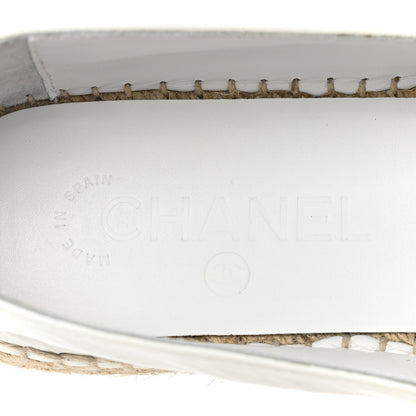 Chanel Patent Calfskin Crystal CC Espadrilles 38 White Black 8 of 13