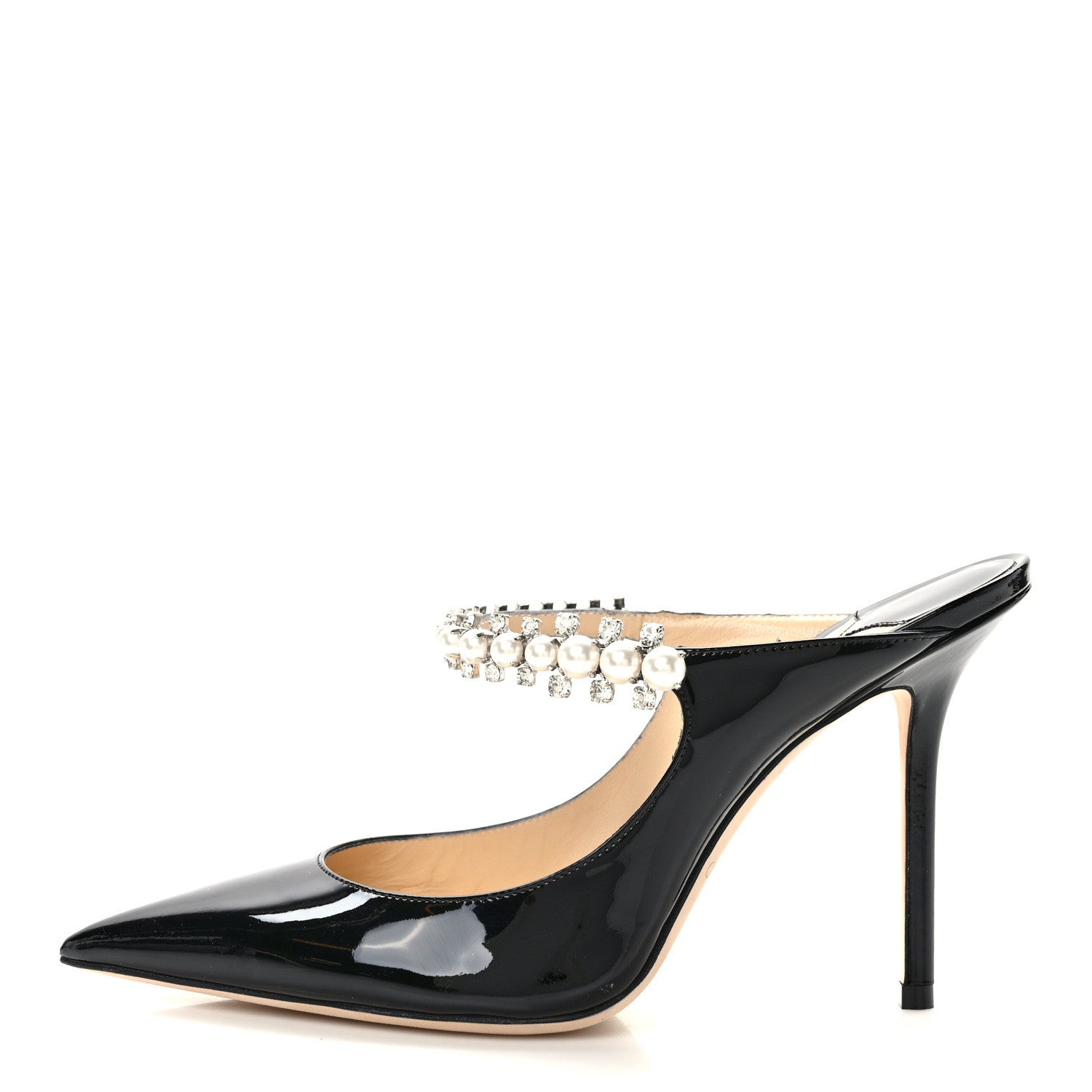 Jimmy Choo Patent Crystal Bing 100 Pumps 37 Black 1 of 8