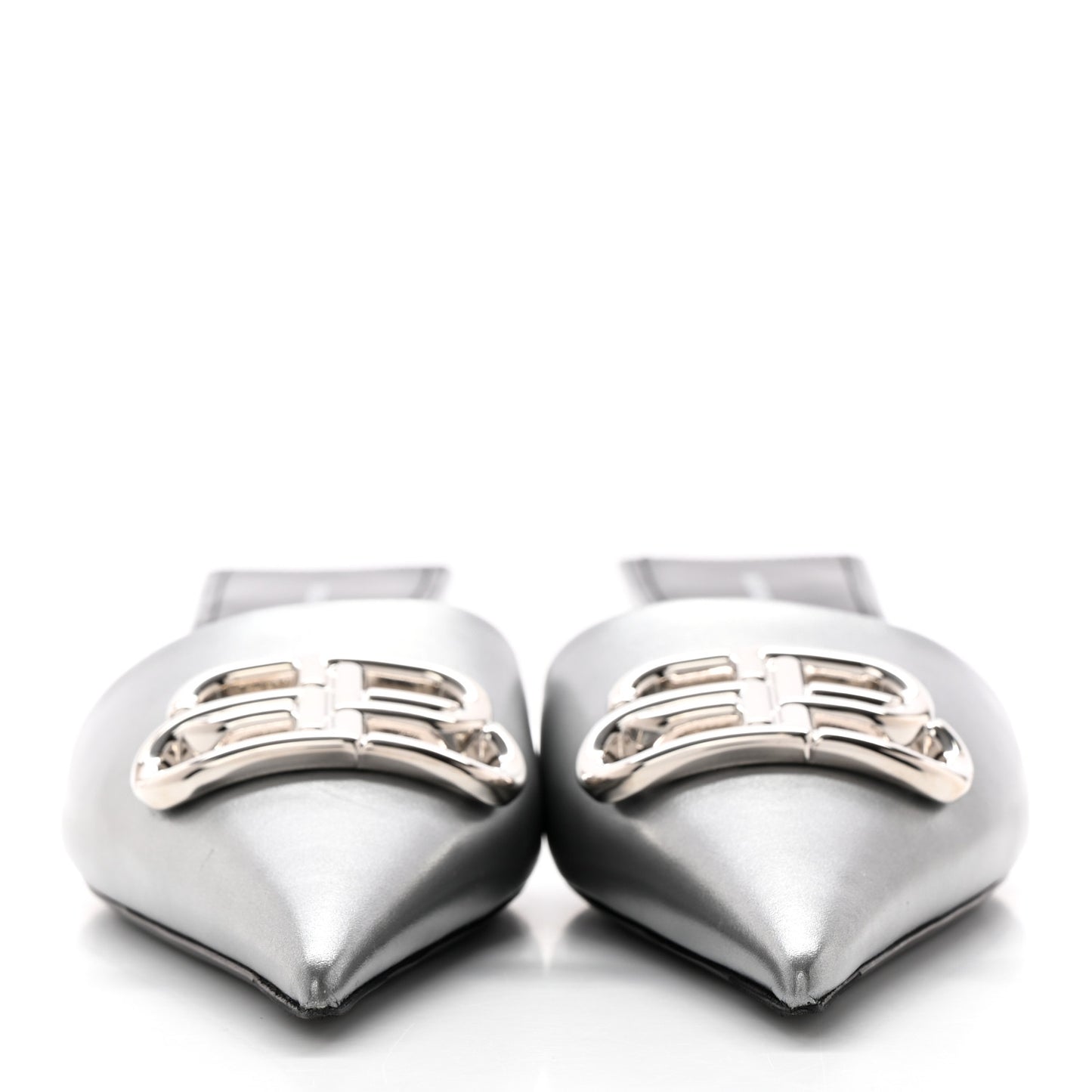 Metallic Nappa BB Square Knife Pointed Toe 40mm Mules 39.5 Silver