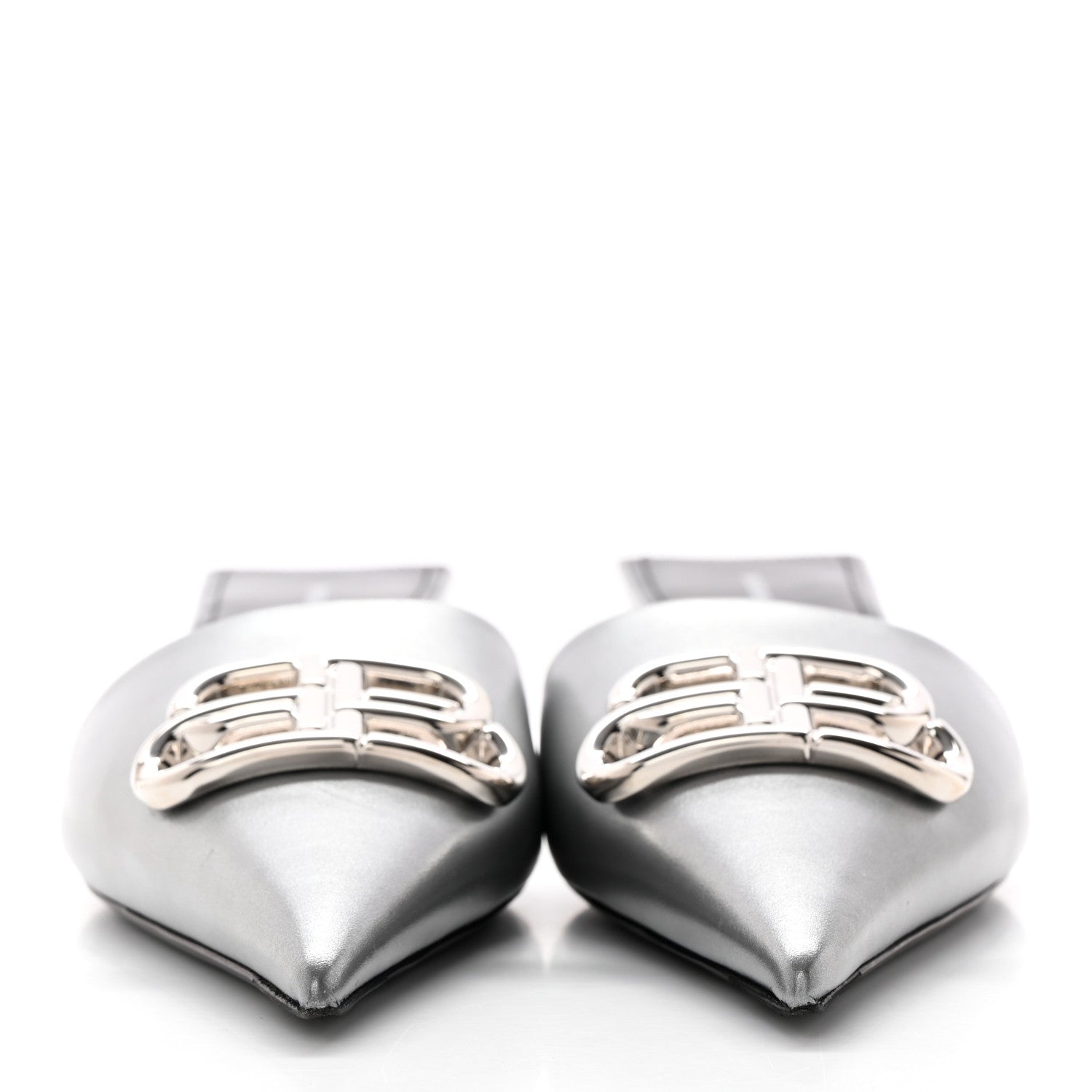 Balenciaga Metallic Nappa BB Square Knife Pointed Toe 40mm Mules 39.5 Silver 2 of 14