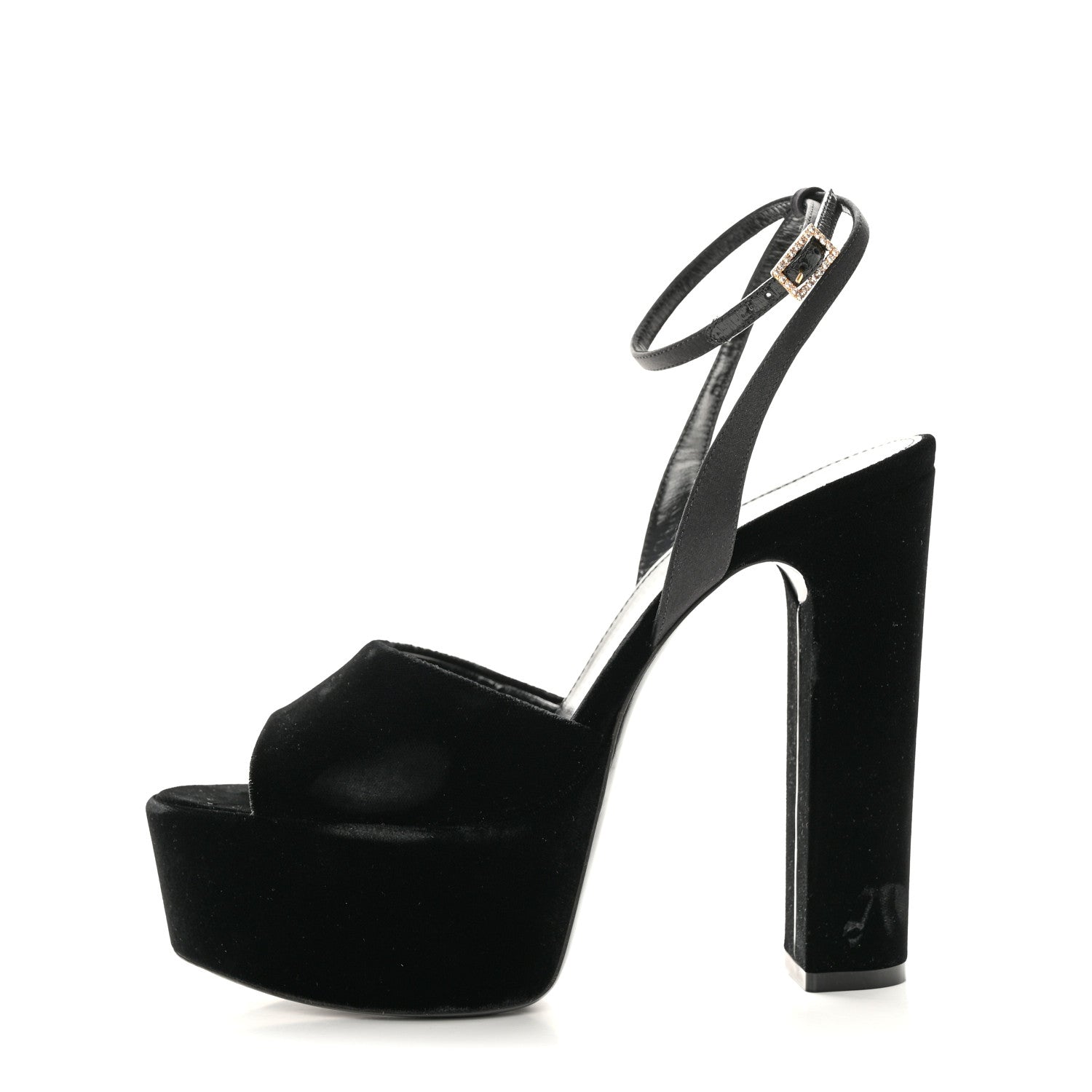Saint Laurent Velvet Jodie Platform Sandals 38 Black 1 of 19