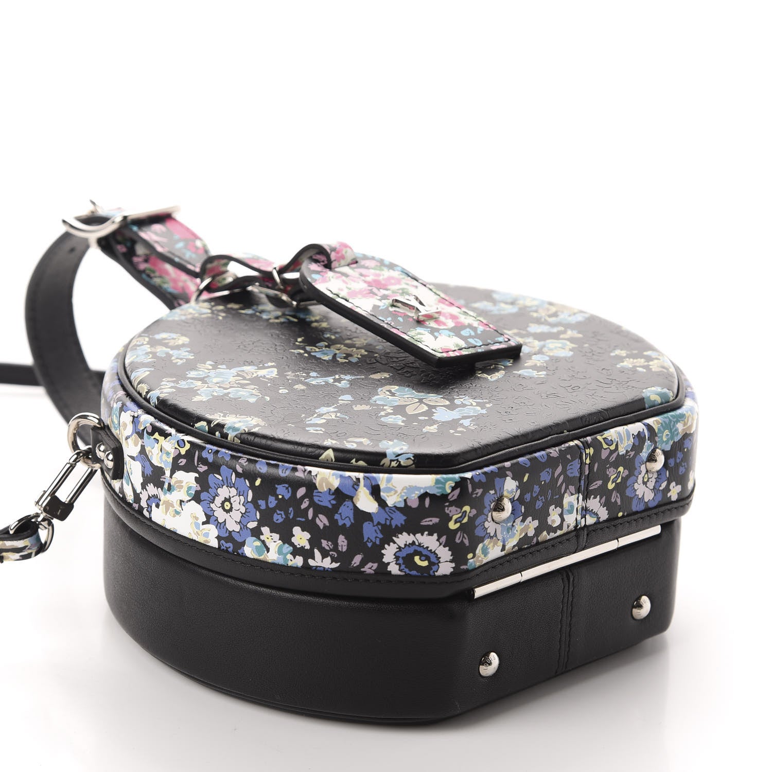 Louis Vuitton Calfskin Floral Print Petite Boite Chapeau Black 4 of 11