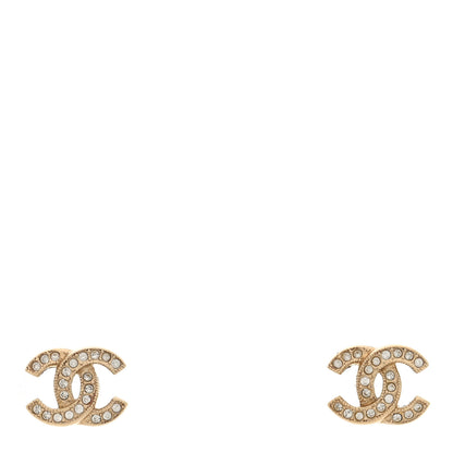 Chanel Crystal Mini Timeless CC Earrings Light Gold 1 of 5