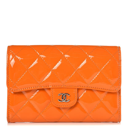 Chanel Patent Quilted Small Flap Wallet Orange 1 of 10
