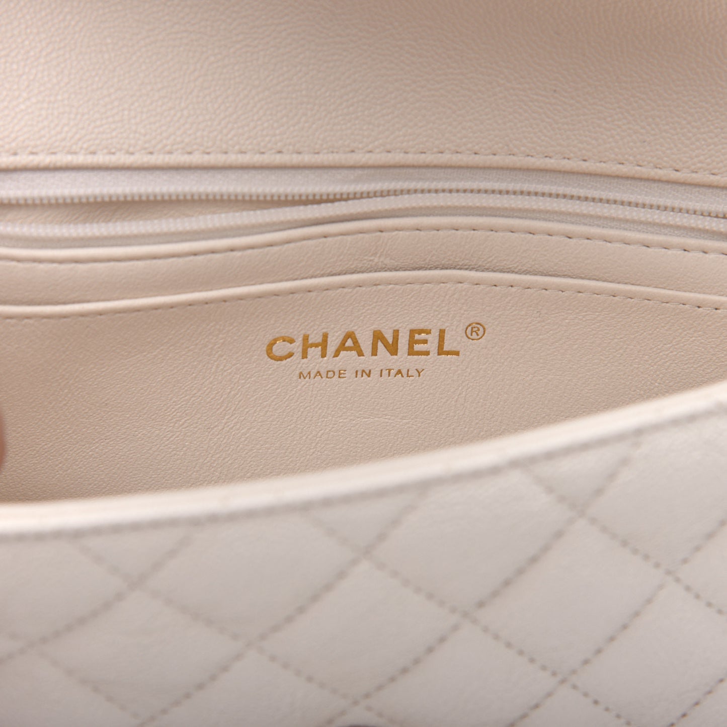 Caviar Quilted Mini Top Handle Rectangular Flap White