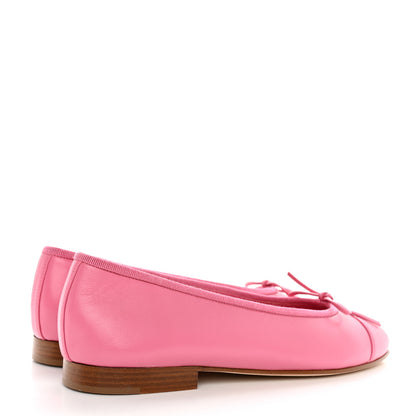 Chanel Lambskin Cap Toe CC Ballerina Flats 37 Pink 4 of 13