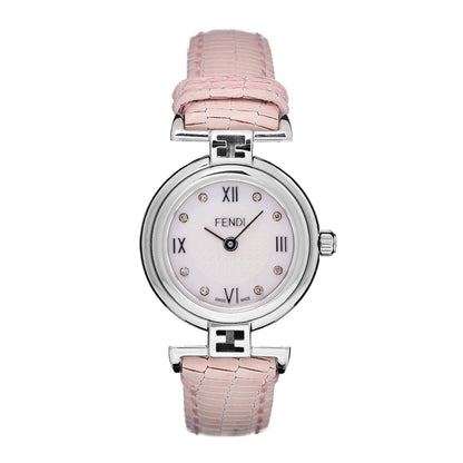 Fendi Stainless Steel Calfskin Diamond Pink Mother of Pearl 23mm Moda Quartz Watch 1 of 9